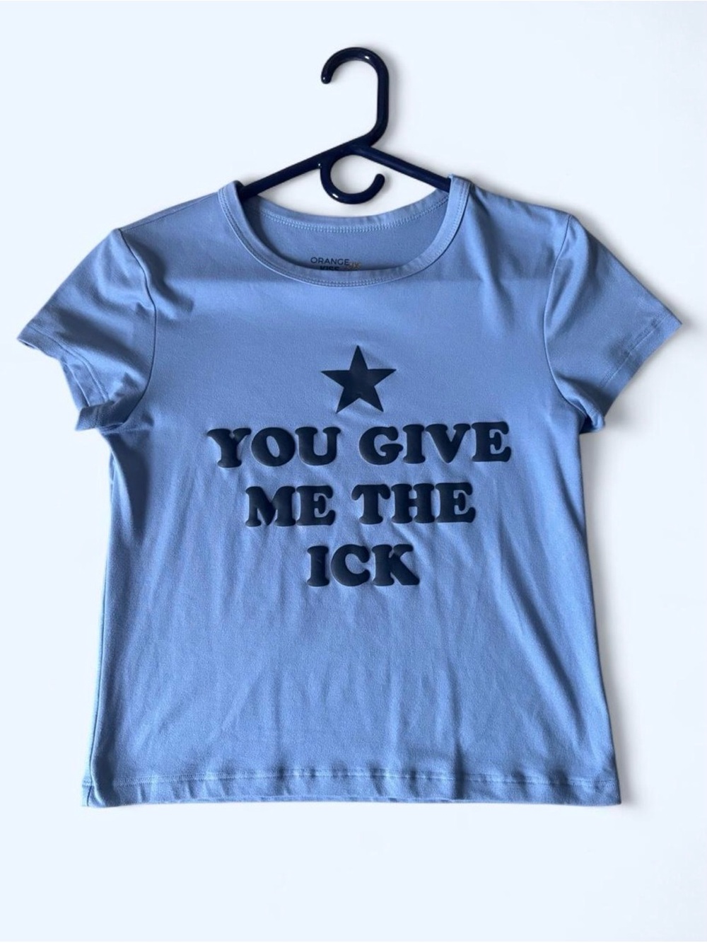 Orange Kiss Light Blue Graphic Tee - "You Give Me The Ick"